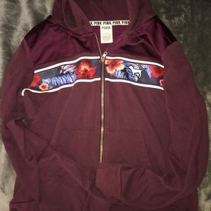 Burgundy zip up PINK jacket